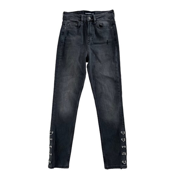 The Kooples Lizy Slim Silver Loops Jeans Black ( 24 ) - Picture 1 of 4